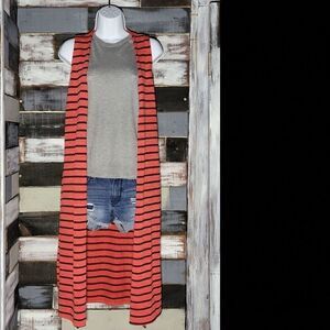Lularoe Striped Joy Coverup Long Vest